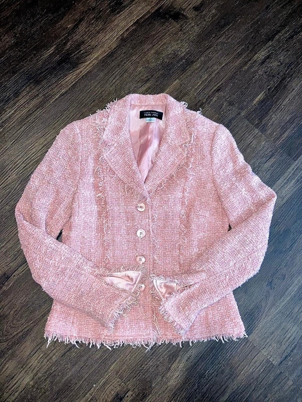 Teri Jon Pink Tweed Jacket Size Medium